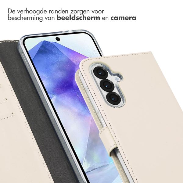 Selencia Echt Leren Bookcase Samsung Galaxy A36 - Greige
