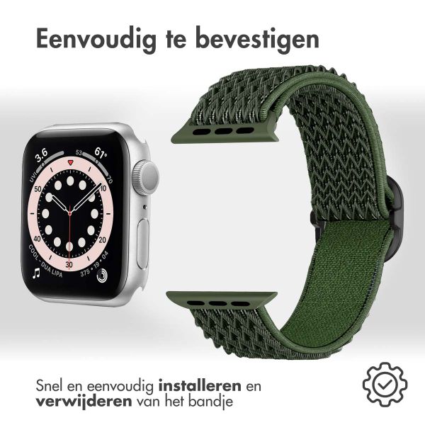 imoshion Elastisch nylon bandje Apple Watch Series 1-9 / SE - 38/40/41 mm / Series 10 - 42 mm - Donkergroen