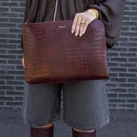 Selencia Croco laptop hoes 14 inch - Laptopsleeve - Burgundy
