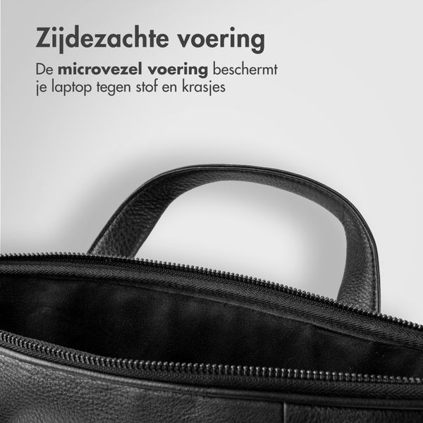 Accezz Leather Laptoptas 16 inch - Zwart