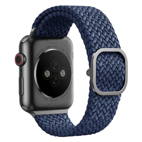 Uniq Aspen Braided bandje Apple Watch Series 1 t/m 9 / SE (38/40/41 mm) | Series 10 (42 mm) - Oxford Blue