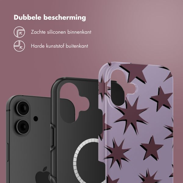 Selencia Vivid Backcover met MagSafe Apple iPhone 16 - Stars Plum Lilac