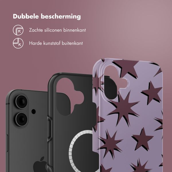 Selencia Vivid Tough Backcover met MagSafe iPhone 16 - Stars Plum Lilac