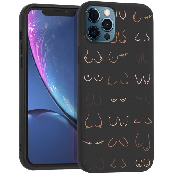 imoshion Design hoesje iPhone 12 (Pro) - Boobs all over - Zwart