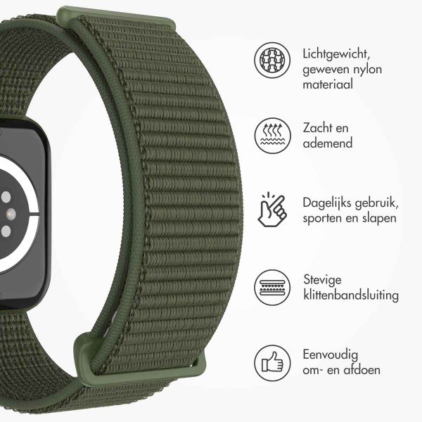 imoshion Nylon bandje Apple Watch Series 1 t/m 9 / SE (38/40/41 mm) | Series 10 / 11 (42 mm) - Army Green