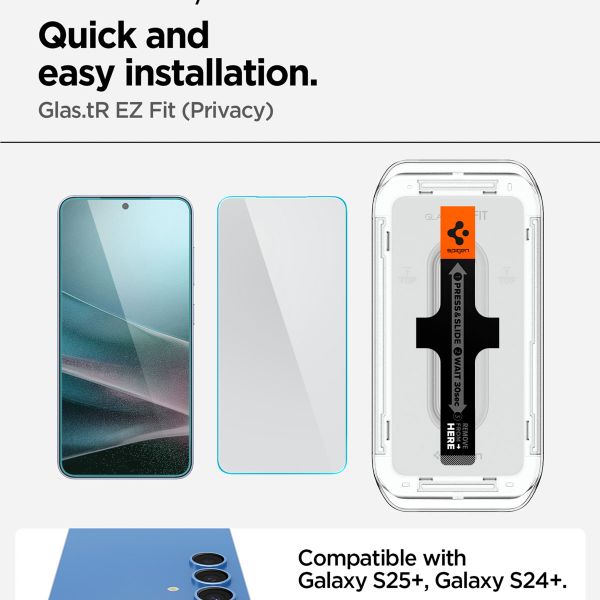 Spigen GLAStR Privacy EZ Fit Screenprotector + Applicator Samsung Galaxy S24 Plus / S25 Plus