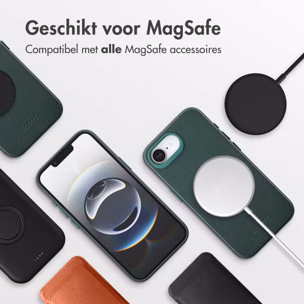 Accezz MagSafe Leather Backcover Apple iPhone 16e - Cedar Green