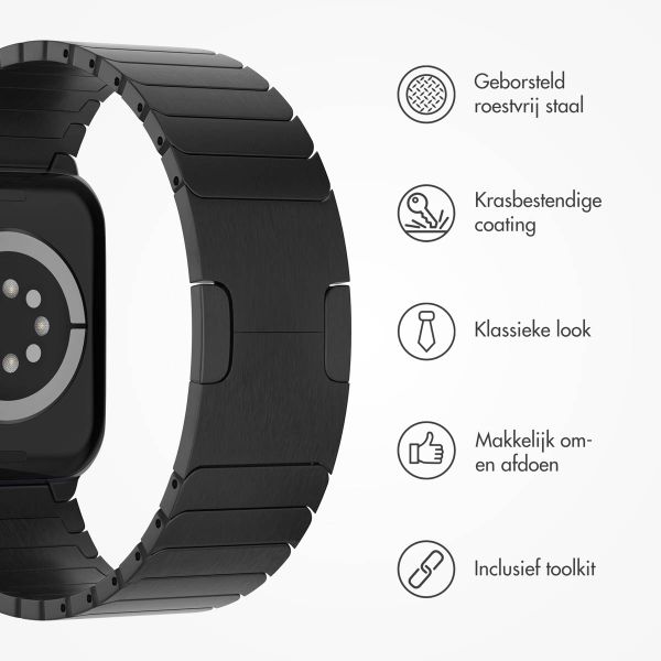Selencia Stalen schakelband Apple Watch Series 1 t/m 11 / SE / Ultra (44/45/46/49 mm) - Zwart
