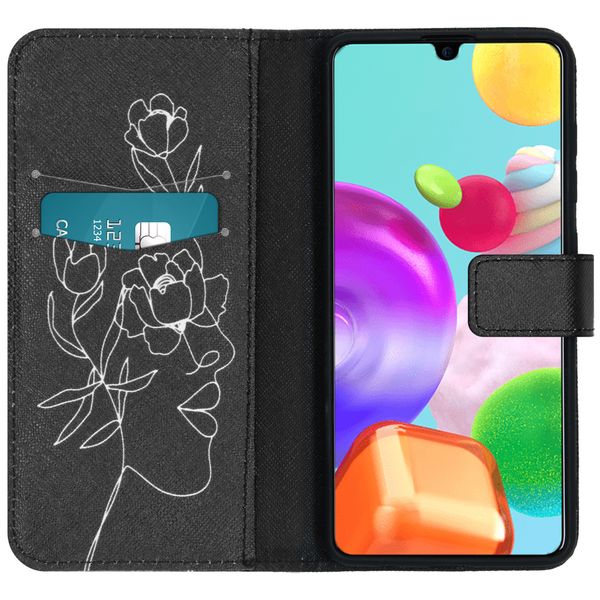 imoshion Design Softcase Bookcase Galaxy A41 - Woman Flower Black