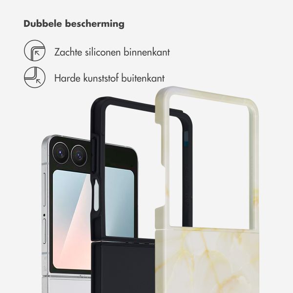 Selencia Vivid Backcover Samsung Galaxy Z Flip 7 - Golden Beige Marble