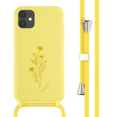 imoshion Siliconen design hoesje met koord Apple iPhone 11 - Flower Yellow
