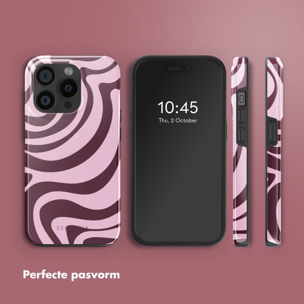 Selencia Vivid Tough Backcover met MagSafe iPhone 15 Pro - Wavy Swirl Pink Plum