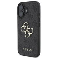 Guess 4G Metal Logo Backcover Apple iPhone 16 - Zwart
