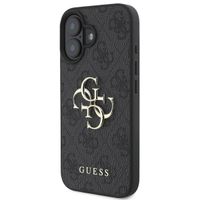 Guess 4G Metal Logo Backcover iPhone 16 - Zwart