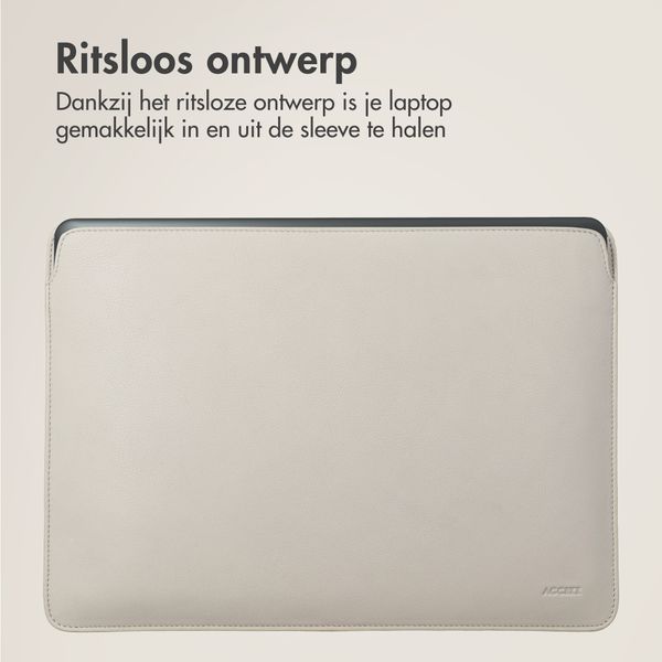 Accezz Leather Laptop hoes Apple MacBook 15 inch - Laptopsleeve - Beige