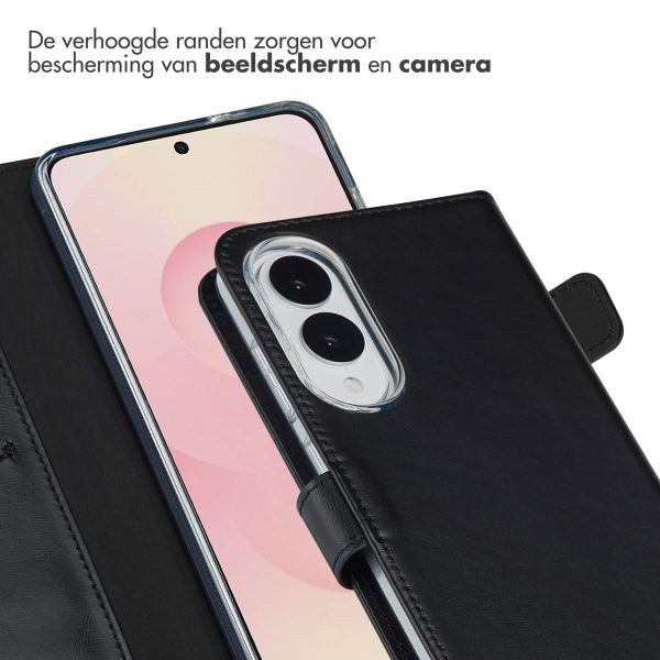 Selencia Echt Leren Bookcase Samsung Galaxy S25 Edge - Zwart