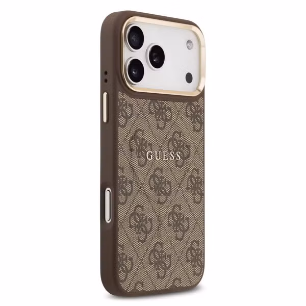 Guess Classic 4G Logo Backcover met MagSafe Apple iPhone 17 Pro - Bruin