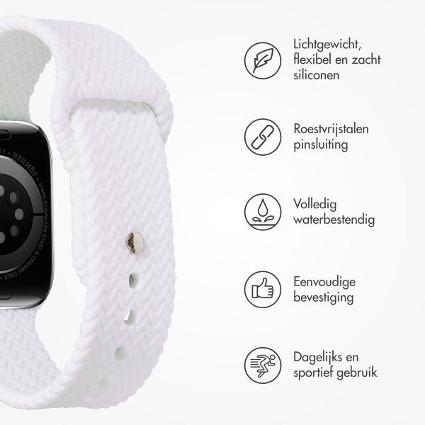 imoshion Siliconen geweven bandje Apple Watch Series 1 t/m 9 / SE (38/40/41 mm) | Series 10 / 11 (42 mm) - Wit
