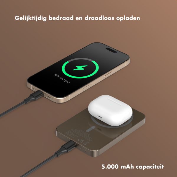 Selencia Vivid MagSafe Powerbank 5.000 mAh - Draadloze Powerbank - MagSafe en Qi2 - Desert Gold / Wild Leo