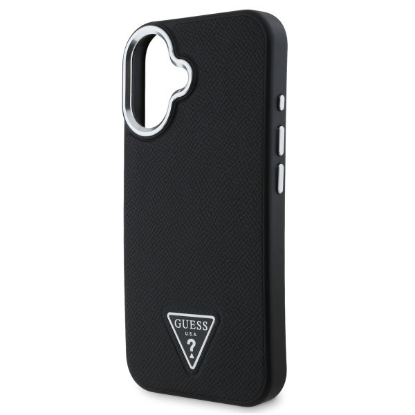 Guess Grained Triangle Case MagSafe Apple iPhone 16 - Zwart