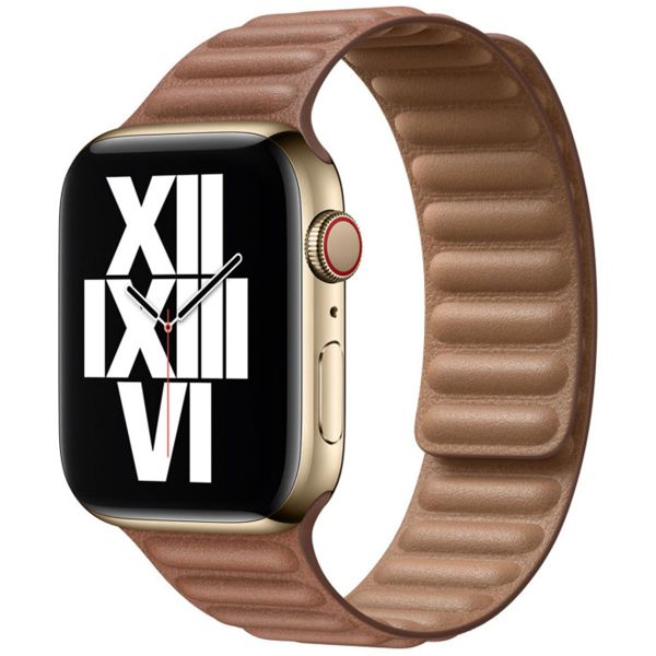 Apple Leather Link Apple Watch Series 1-9 / SE - 38/40/41 mm / Series 10 - 42 mm - Maat S/M - Saddle Brown