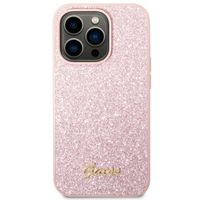 Guess Glitter Flakes Backcover Apple iPhone 14 Pro - Roze