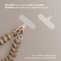 Selencia Rivièra MagSafe Backcover met afneembare haakjes voor de Apple iPhone 12 / 12 Pro - Milky Latte + Lova Polskoord - Mocha Brown