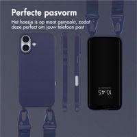 Selencia Siliconen hoesje met afneembaar koord Apple iPhone 17 - Donkerblauw