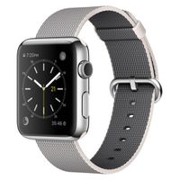 Apple Woven Nylon band Apple Watch Series 1 t/m 9 / SE (38/40/41 mm) | Series 10 / 11 (42 mm) - White Pearl