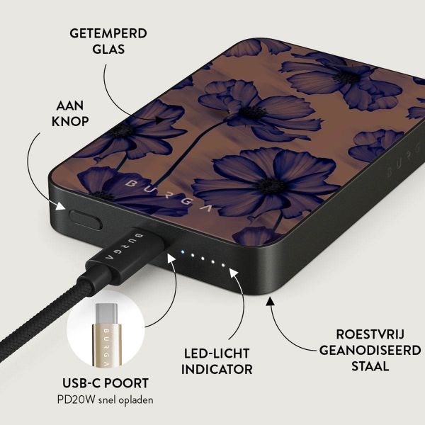 Burga Magnetic Powerbank 5.000 mAh - Geschikt voor MagSafe en Qi2 - Velvet Night / Gunmetal