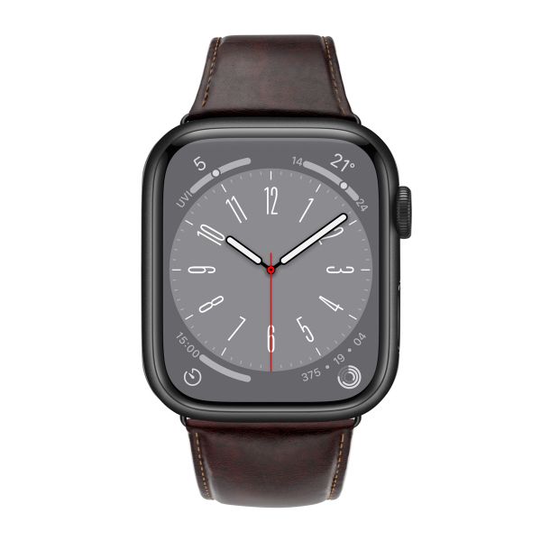 WiWu Vintage lederen band Apple Watch Series 1 t/m 10 / SE / Ultra (2) (44/45/46/49 mm) - Donkerbruin
