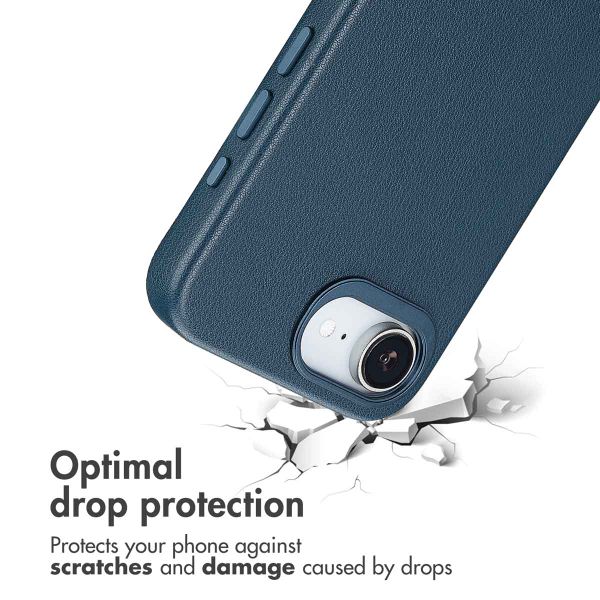 Accezz Leather Back Cover with MagSafe Apple iPhone 17e / 16e - Nightfall Blue
