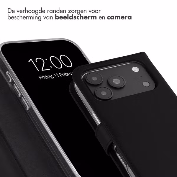 Selencia Echt Leren Bookcase Apple iPhone 18 Pro Max / 17 Pro Max - Zwart
