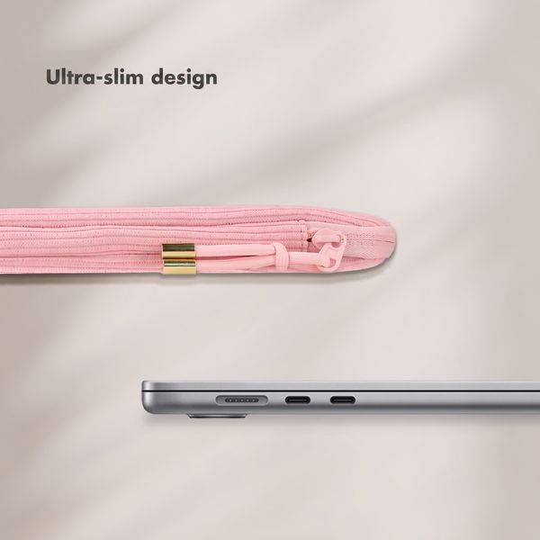 Selencia Corduroy Laptop hoes 15-16 inch - Laptopsleeve - Soft Blush