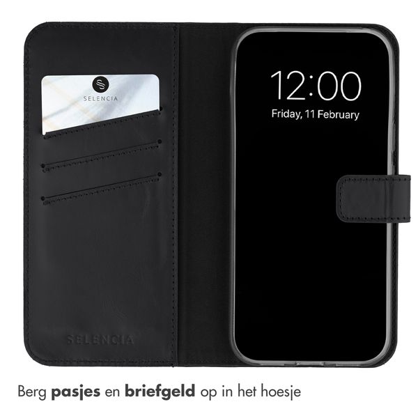 Selencia Echt Leren Bookcase Google Pixel 11 / 11 Pro - Zwart