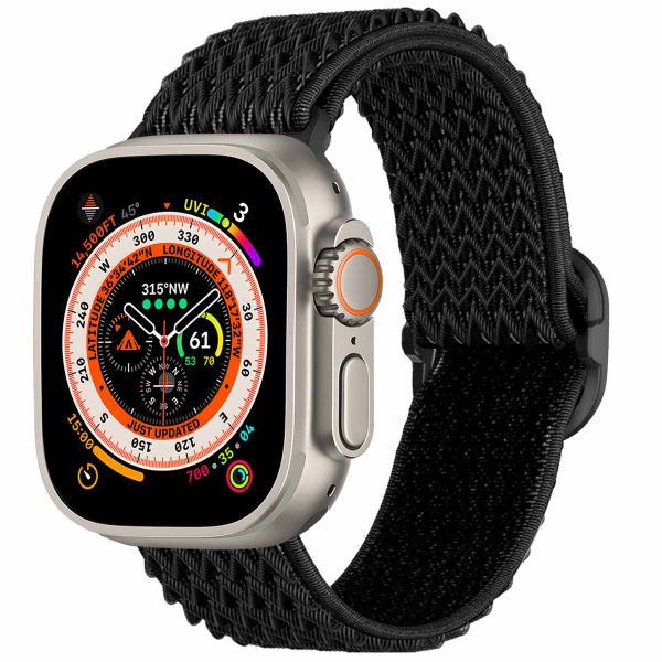 imoshion Elastisch nylon bandje Apple Watch Series 1-10 / SE / Ultra (2) - 42/44/45/46/49 mm - Zwart