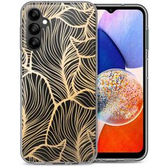 imoshion Design hoesje Samsung Galaxy A14 (5G/4G) - Bladeren / Zwart