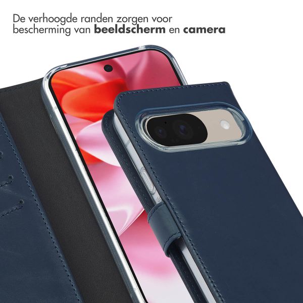 Selencia Echt Leren Bookcase Google Pixel 10 / 10 Pro - Blauw