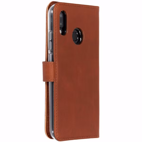 Selencia Echt Leren Bookcase Huawei P20 Lite - Lichtbruin