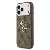 Guess 4G Metal Logo Backcover Apple iPhone 17 Pro - Silver Edge - Brown