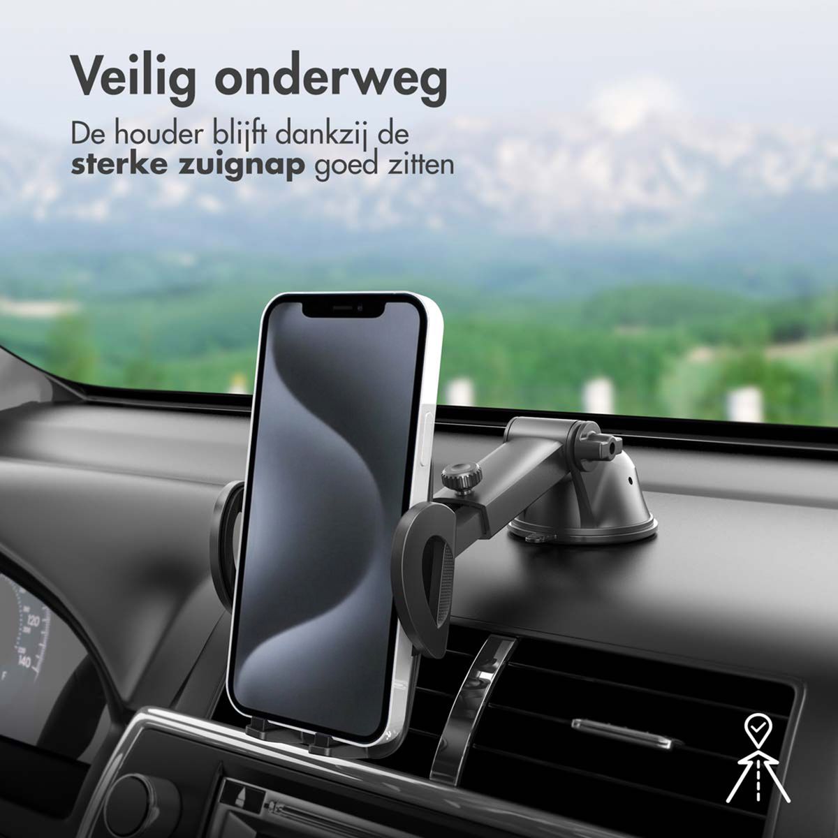 Autotelefoonhouder Mobiele telefoonhouder Geventileerde zuignaphouder Drie-in-één