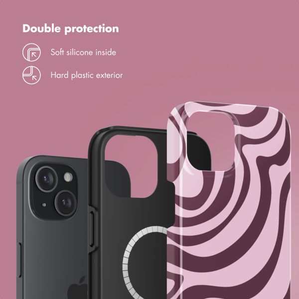 Selencia Vivid Back Cover with MagSafe Apple iPhone 15 - Wavy Swirl Pink Plum