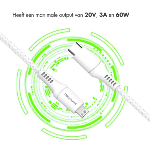 imoshion Lightning naar USB-C kabel - Non-MFi - Gevlochten textiel - 1 meter - Wit