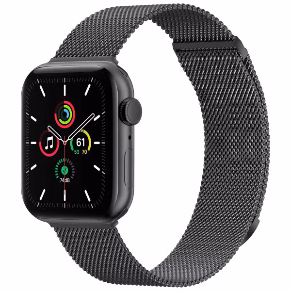 imoshion Milanees magnetisch bandje Apple Watch Series 1 - 11 / SE / Ultra (44/45/46/49 mm) - Maat S - Zwart