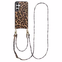 Selencia Nova Telefoonhoes met Koord en Pashouder Samsung Galaxy S24 / S25 - Leopard