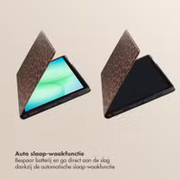 Selencia Sabi Bookcase met panterprint Samsung Galaxy Tab A11 Plus - Mocha Brown