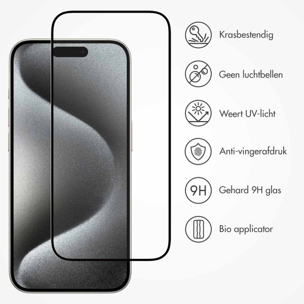 Accezz Gehard Glas Full Cover Screenprotector met applicator Apple iPhone 15 - Transparant