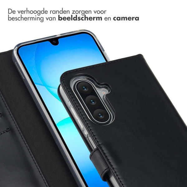 Selencia Echt Leren Bookcase Samsung Galaxy A17 - Zwart