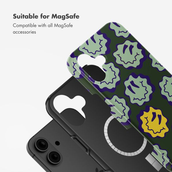 Selencia Vivid Back Cover with MagSafe Apple iPhone 16 - Wavy Smiley Green