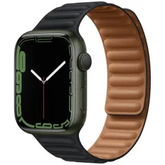 Apple Leather Link Apple Watch Series 1 t/m 11 / SE / Ultra (44/45/46/49 mm) - Maat M/L - Midnight